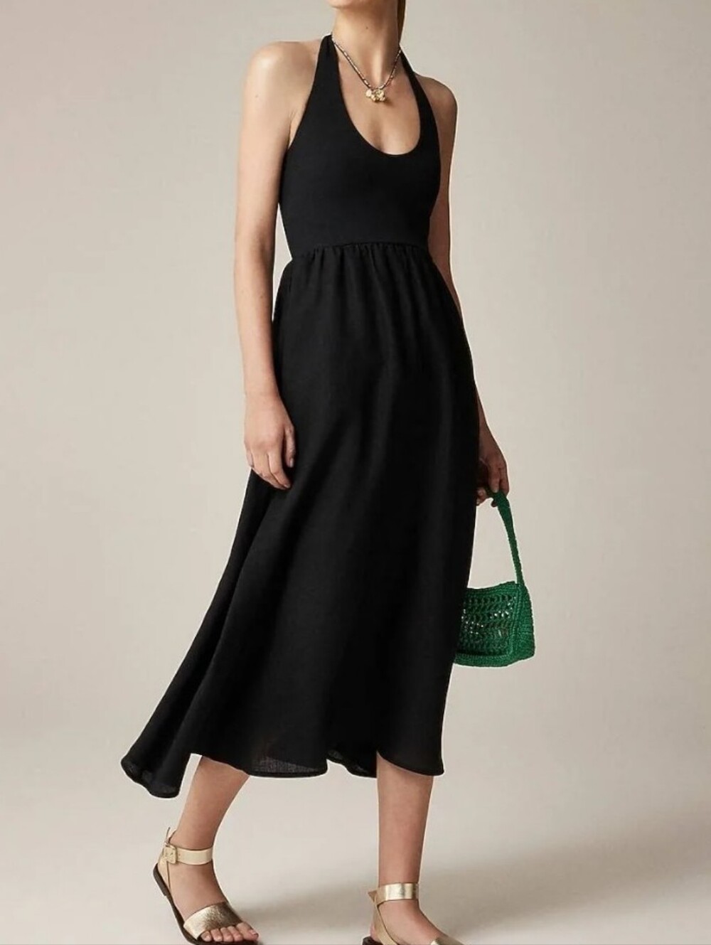 NEW J.Crew Black Linen Halter Mixy Dress Size Medium